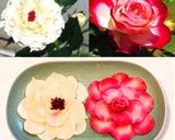 特別な日に☀紅白薔薇の大輪を食卓に咲かせ作り方1写真
