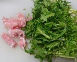 水菜と豚肉の和風米粉チヂミ作り方1写真
