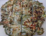 水菜と豚肉の和風米粉チヂミ作り方5写真