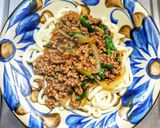 豚ひき肉とニラとトロロのピリ辛焼きうどん作り方9写真