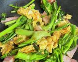 春色！菜の花とベーコンの炒め。焼肉のタレ作り方4写真