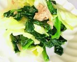 山盛りキャベツとほうれん草のツナ炒め作り方5写真