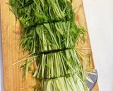 粉チーズで深み増す〜水菜のサラダ作り方1写真