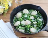 簡単おつまみ!菜の花とほたてのアヒージョ作り方5写真