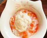 にんじん粥の鶏胸肉ペースト添え　離乳食作り方3写真
