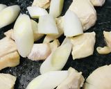 鶏肉と長ネギの白味噌炒め作り方1写真