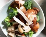 お一人様☆きな粉ごま甘酢ブロッコリー茸炒作り方5写真