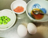 枝豆とアミエビ(桜エビ)の春色卵焼き作り方1写真