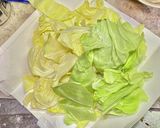 春キャベツとエビの卵炒りつけ・梅肉で作り方3写真