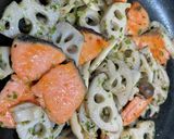 鮭と蓮根の麺つゆマヨ焼き作り方6写真
