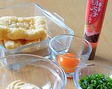 油揚げの卵黄入りマヨと明太子ペースト焼き作り方1写真