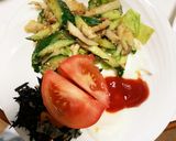 隙間埋和風きな粉ごまポン味しめじ彩サラダ作り方12写真
