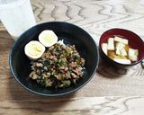 夫も大好き小松菜とひき肉の丼ぶり作り方8写真