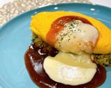 絶賛♡甘辛な春菊と豚肉のチーズオムライス作り方22写真