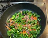 大根の葉と牛バラ肉のささっと炒め作り方3写真