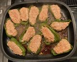 ピーマンに鶏ミンチ肉詰め　照り焼き風作り方7写真
