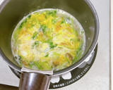 塩麹の旨味♪ホタテ缶と三つ葉の卵とじ作り方4写真