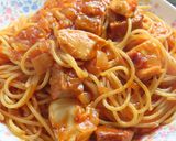 鶏胸肉とハンバーグのトマトソースパスタ作り方10写真