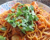 鶏胸肉とハンバーグのトマトソースパスタ作り方11写真