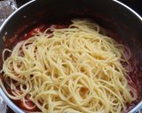 鶏胸肉とハンバーグのトマトソースパスタ作り方8写真