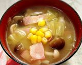 キャベツ＊ベーコン＊キノコの味噌汁♪作り方2写真