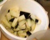 ナスとチンゲンサイの味噌煮込み丼ぶり作り方1写真