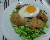 簡単塩とんかつ丼～キャベツたっぷりで作り方5写真