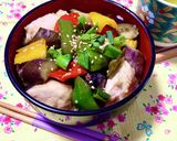 鶏肉となすとピーマンの甘酢丼♪作り方9写真