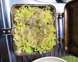 ホットサンドメーカー豚バラネギ塩焼きそば作り方4写真