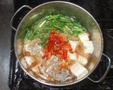 キムチ鍋♪簡単スープ豚肉豆腐作り方8写真