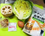れんこんでふんわり♡米粉のお好み焼き作り方1写真