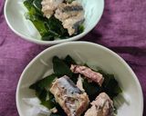 新玉ねぎのワカメサバ缶のせ作り方4写真