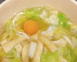 キャベツと油揚げ、たまごの汁もの作り方6写真