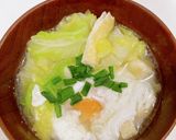 キャベツと油揚げ、たまごの汁もの作り方8写真