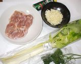 セロリ鶏肉レモンチーズ炒め♪高血圧に薬膳作り方1写真