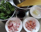 簡単！菜の花とウィンナーの麺つゆパスタ作り方1写真