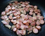 簡単！菜の花とウィンナーの麺つゆパスタ作り方4写真