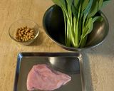 ＊大豆と鶏胸肉の小松菜サラダ＊作り方1写真