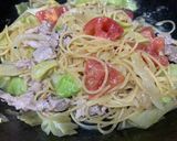 春キャベツとトマトの醤油スパゲッティ作り方5写真