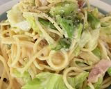 春キャベツたっぷり！ワンパンカルボナーラ作り方5写真