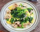 豚肉とほうれん草のトロたま炒め作り方4写真