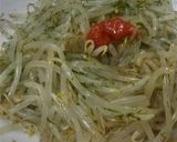 ゆでもやし＋ごま油＋青のり＋豆板醤＋醤油作り方3写真