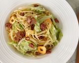 コンビーフハッシュと春キャベツのパスタ作り方5写真