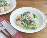 牛乳消費！鮭とほうれん草のクリームパスタ作り方9写真