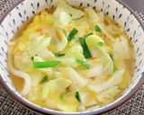キャベツとニラで中華風オムレツのせうどん作り方4写真