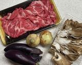 とろけるチーズ舞茸なす牛丼作り方1写真