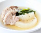 優しい【塩豚大根と葉にんにくの白だし煮】作り方8写真