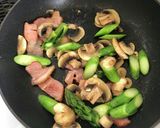 アスパラとベーコンの豆乳カルボナーラ作り方3写真