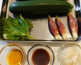 ズッキーニとミョウガの塩麹焼き浸し作り方1写真