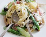 アスパラときのこのクリームパスタ。作り方7写真